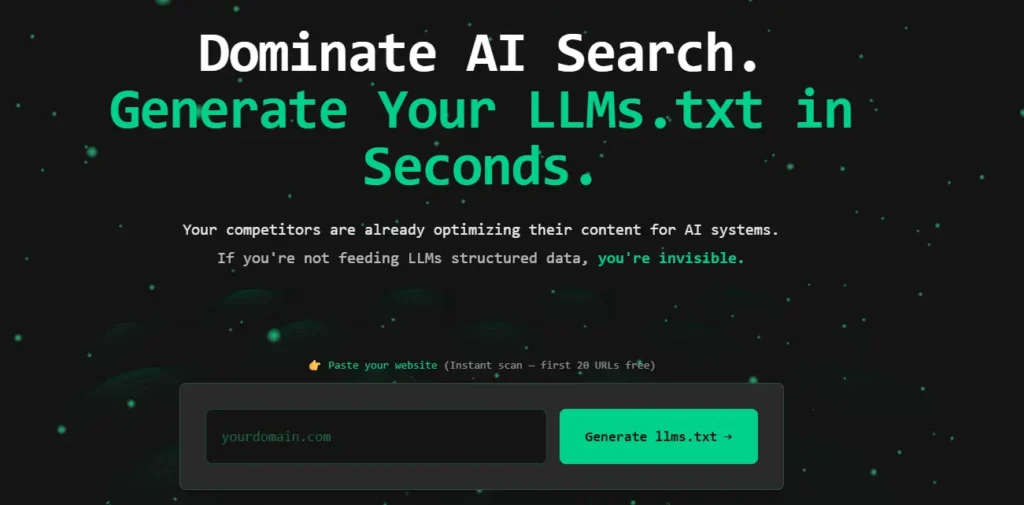 LLMS TXT Generator service for LLMS.txt file generation