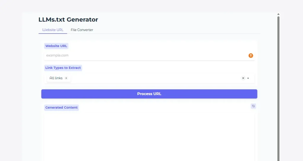 Интерфейс WordLift для автоматического создания llms.txt